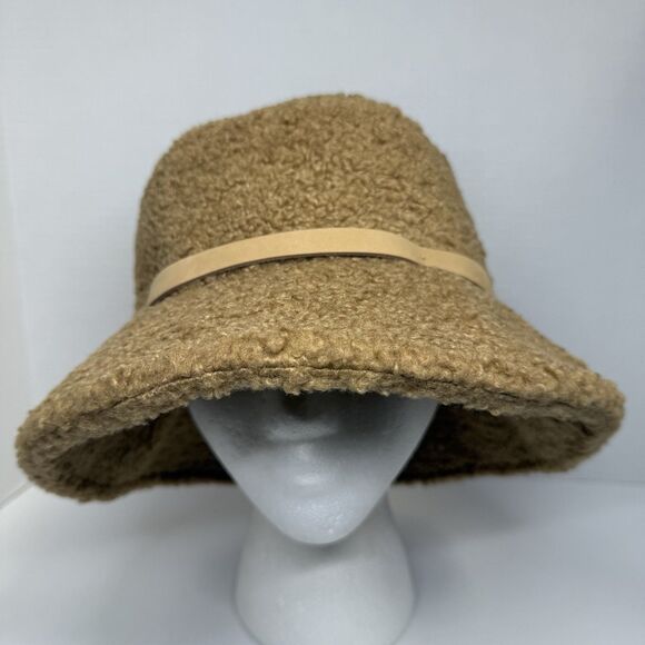 Gigi Pip Jackson Sherpa Bucket Hat In Camel With Leather Band Sz 57 S/M New main image 8